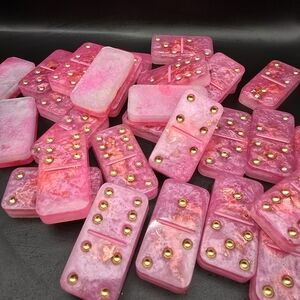 Pink and Gold Domino Set